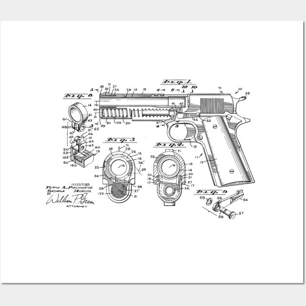 Gun Design vintage patent drawing Wall Art by TheYoungDesigns